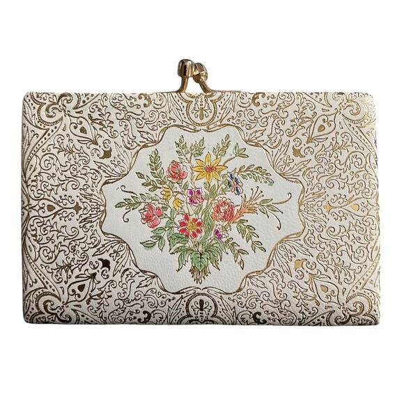 Exquisite Vintage Italian Leather Coin Purse: Gilded Garden Charm - Picture 8 of 8